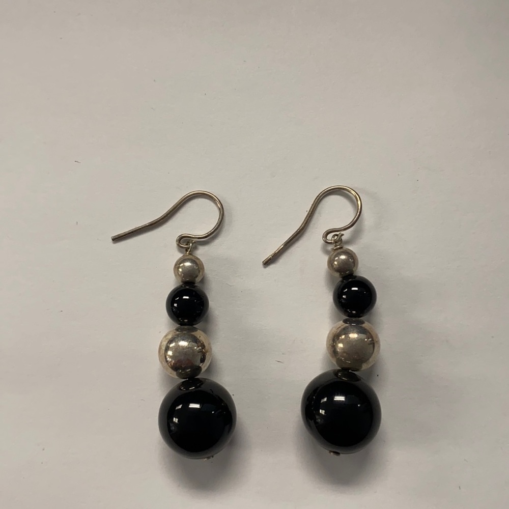 Black and silver ball earrings